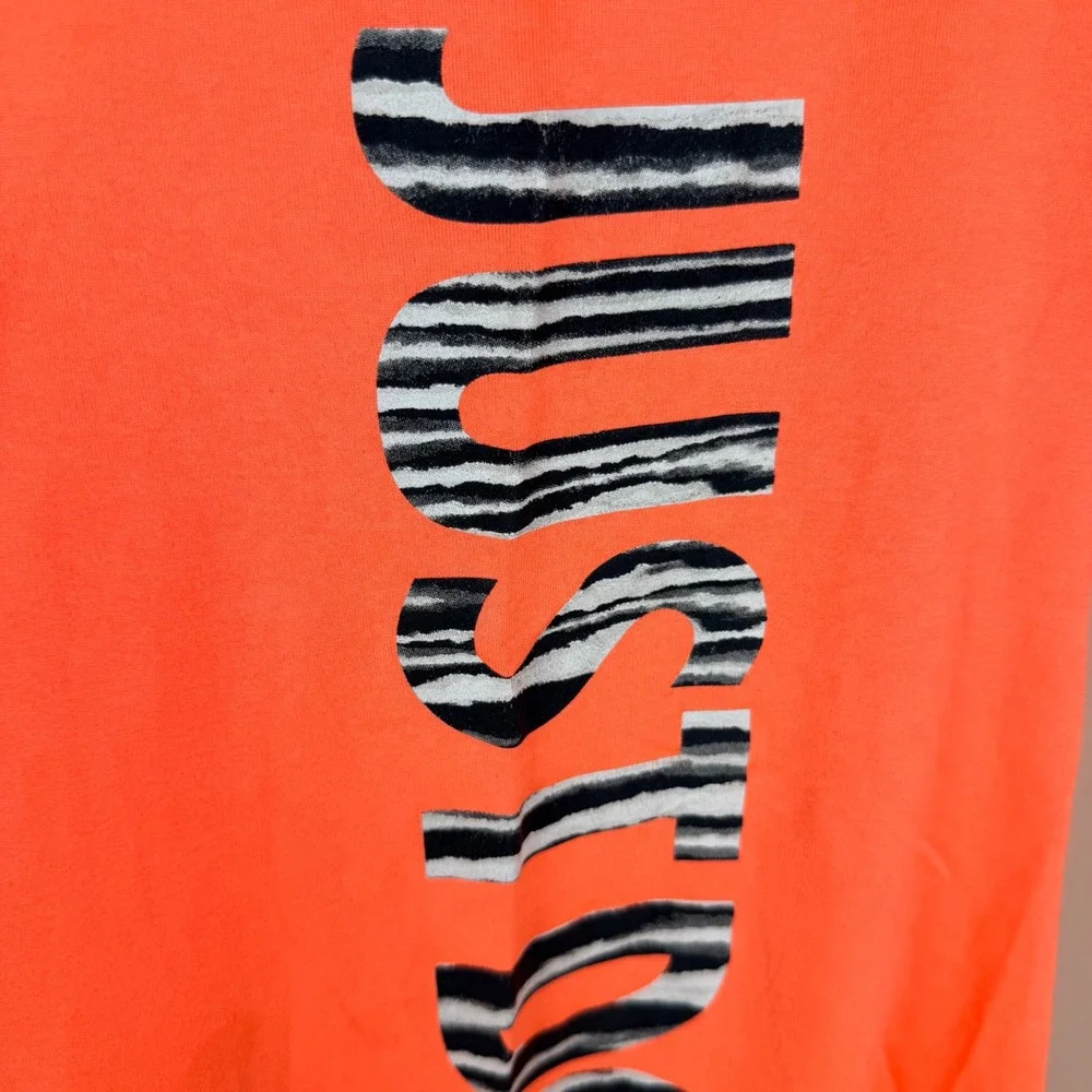 Nike Dri-FIT Racerback Tank Top Neon Orange Zebra Just Do It Womens Small